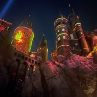 You go to Unniversal Studios Florida for immersive experiences like seeing Hogwarts castle lit up at night in house colors.