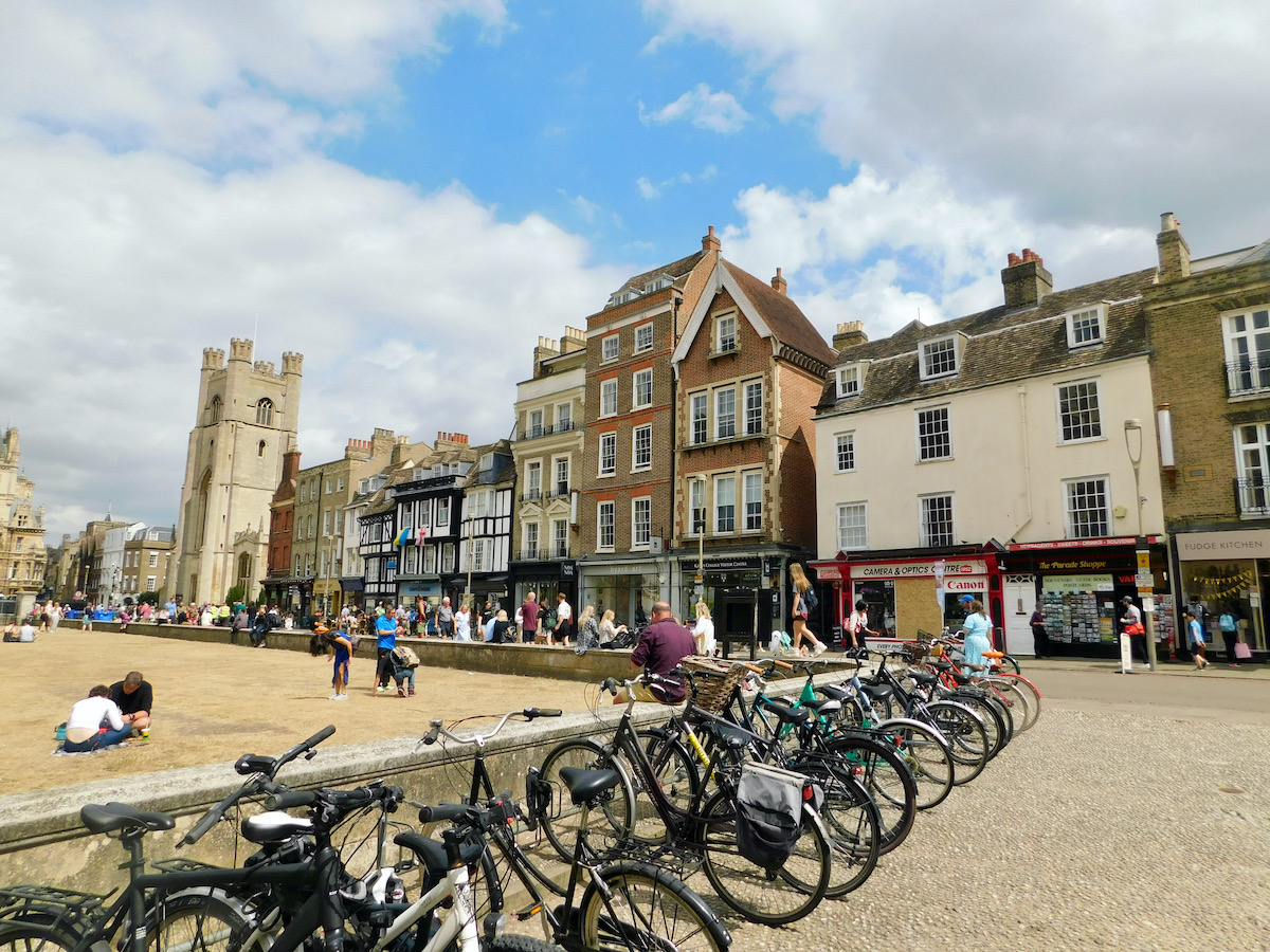 Kings parade is the center of cambridge's tourist activity.