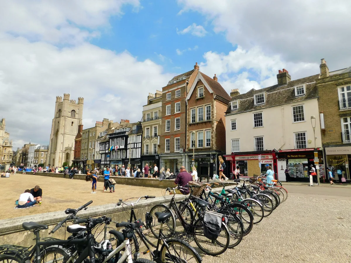 kings parade is the center of cambridge's tourist activity.