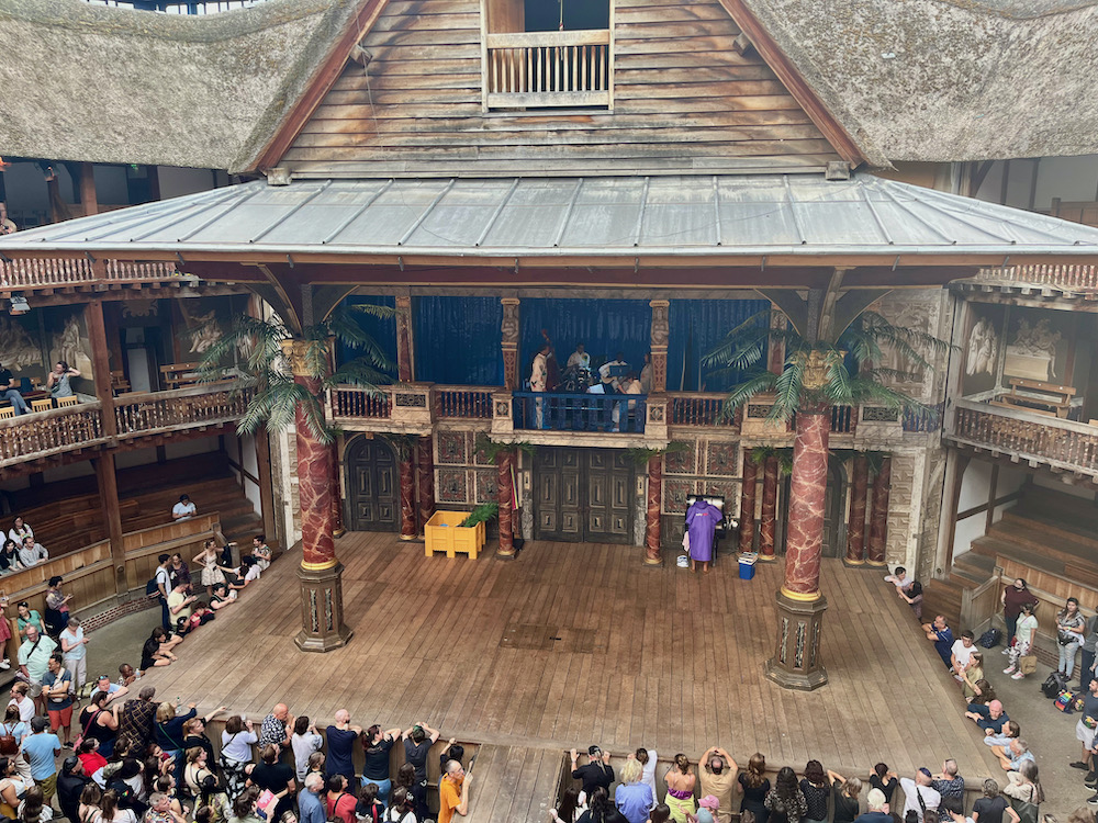 The globe theater's modern staging of the tempest in daylight.