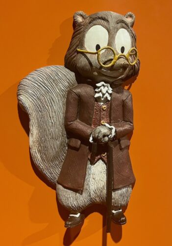 Skuggs, a squirrel dressed like ben franklin is he mascot for the franklin museum.