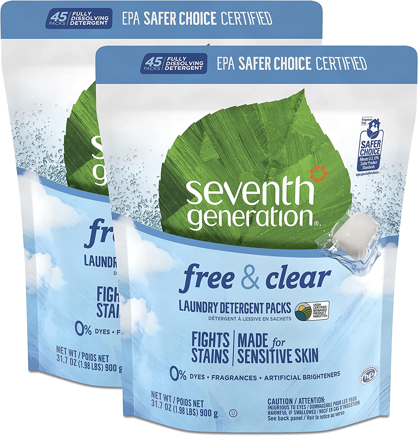Seventh generation laundry pod are easy to travel with and good for the environment.