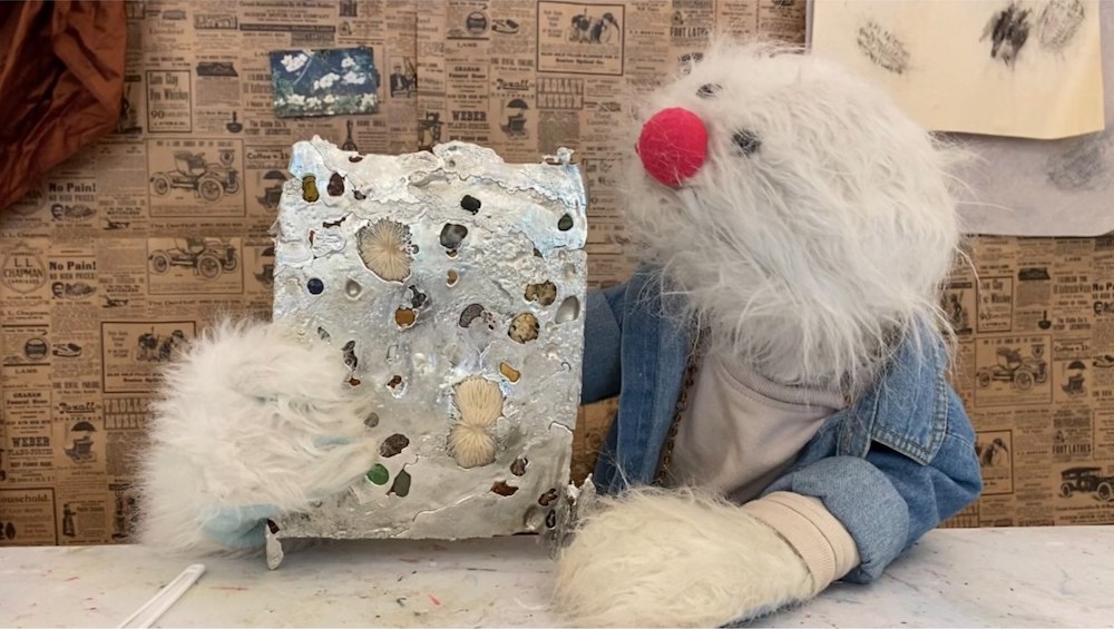A temporary exhibit at nyc's chldrens museum of the arts mingles art with puppets to make it more approachable.