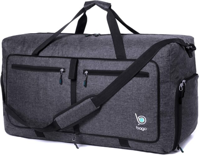 This bago duffle bag comes in 3 sizes and is roomy and waterproof, which makes one of the best travel bags for moms packing for a weekend.