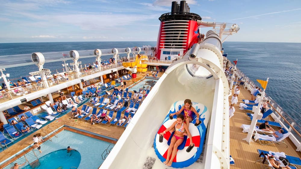 the aquaduck on the disney dream is a giant waterslide-roller coaster.