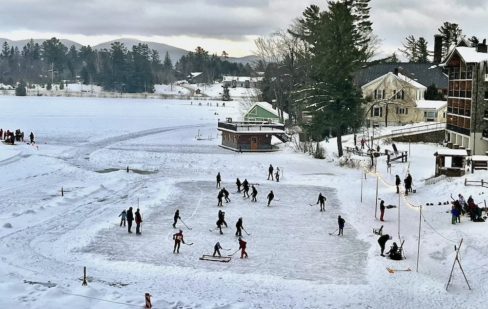 These 2 Lake Placid Hotels Offer Families Great Location, Amenities &Amp; Value a view from a room at the golden arrow, ome of 2 lake placid hotels i recommend for families. in the winter you can walk out the door, to walk, sled ice skate or play hockey on the frozen lake.