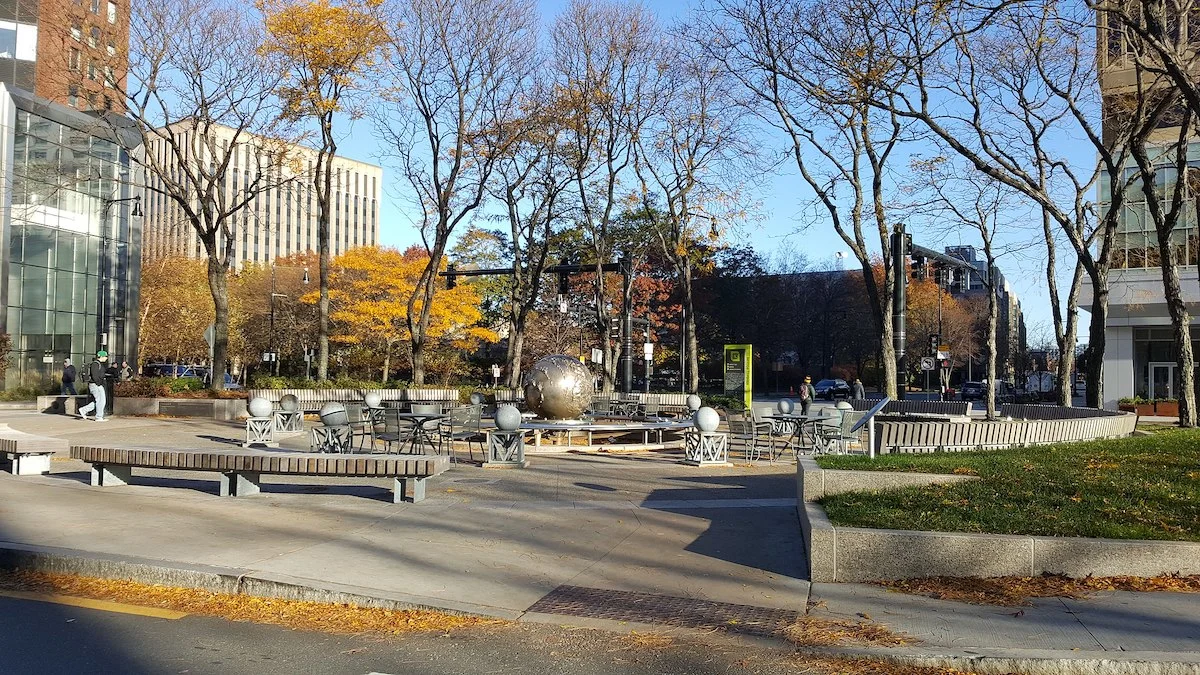 13 Tips To Make the Most Of College Campus Tours With Your High Schooler + Tips For Touring Boston Colleges: One of MIT's quads with its distinctive globe fountain