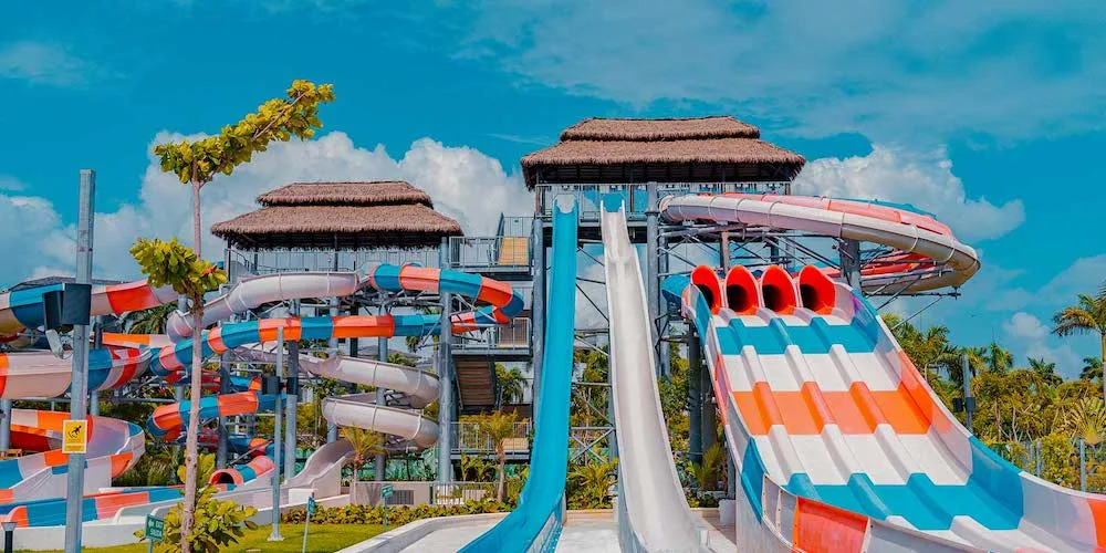 the hard rock punta cana is a top caribbean resort with families thanks to amenities like the collection of giant water slides.