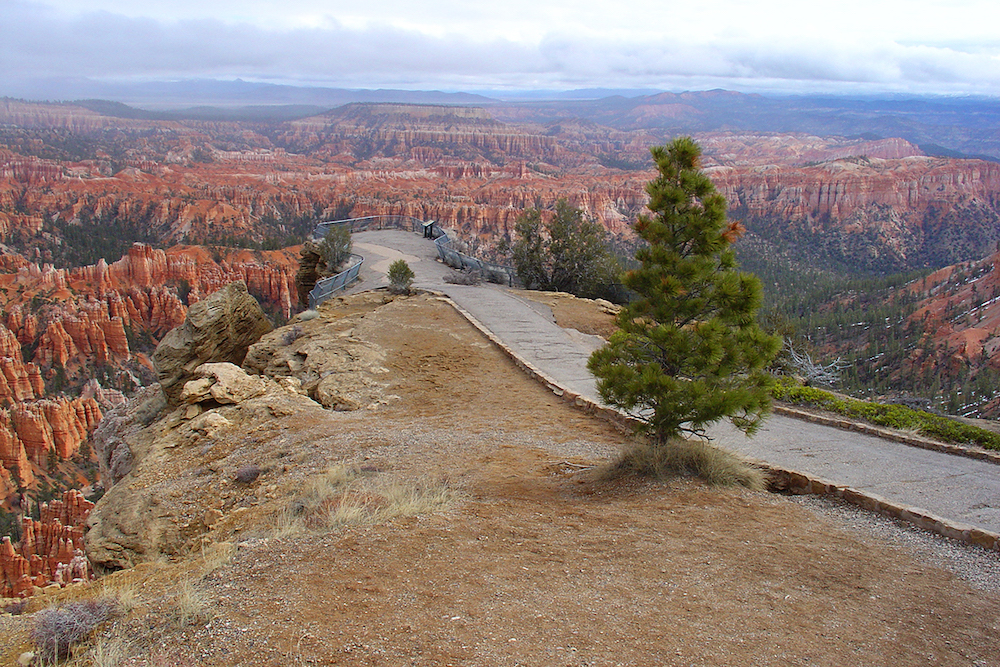 One of the best scenic views in bryce canyon national park has a paved path with wheelchair accessibility.