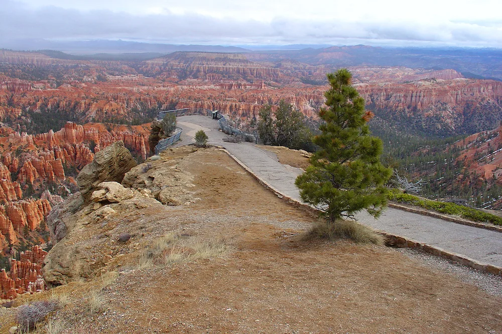 one of the best scenic views in bryce canyon national park has a paved path with wheelchair accessibility.