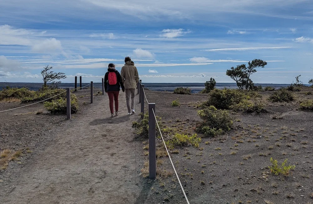travelers with wheelchairs or strollers can explore the exotic terrain of hawaii volcanoes national park via accessible packed-dirt paths like this one.