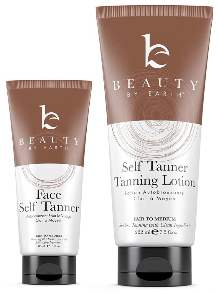 Beauty by earth's self-tanner makes you look sun-kissed without the uv exposure.