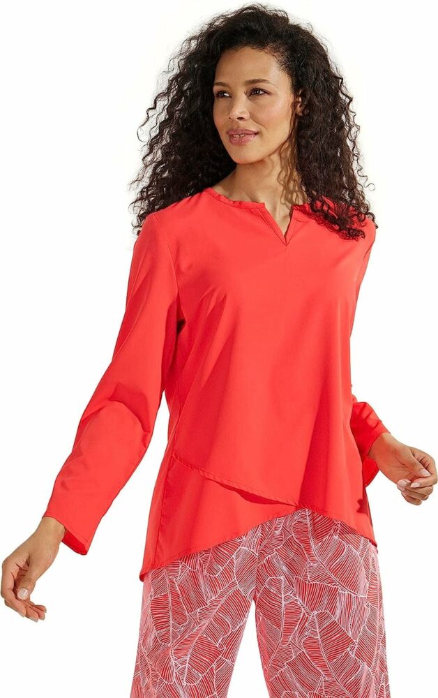 coolibar's tunic is flowy and comfortable with built in spf 50.