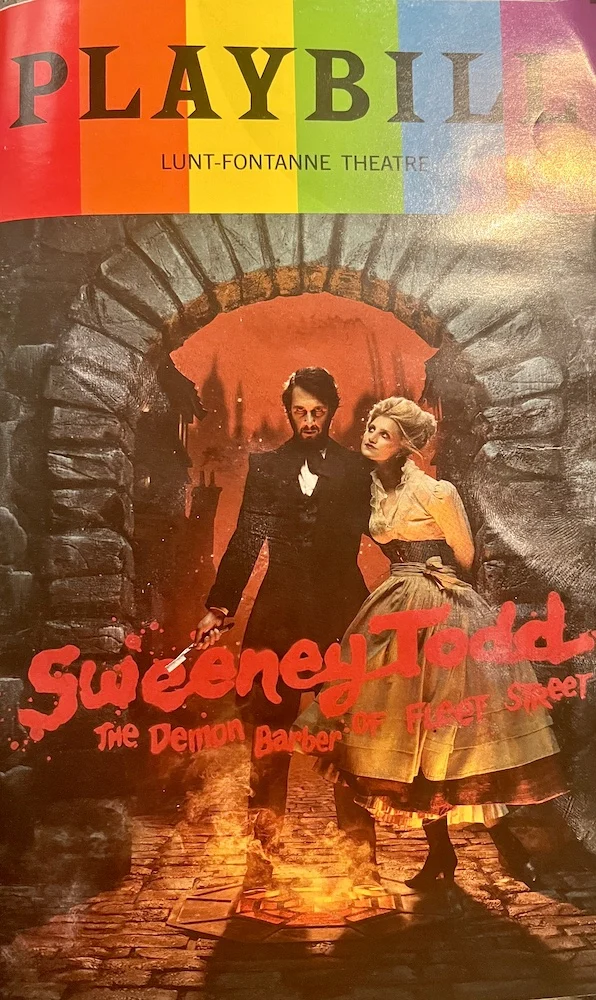 the playbill for the current run of sweeney todd with josh groban and annaleigh ashford.