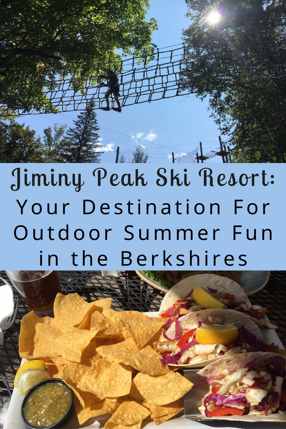 Jiminy peak mountain resort has fun summer activities for families looking for an easy weekend getaway. Stay at the all-suites hotel on property and enjoy dining, a heated pool and large adventure par