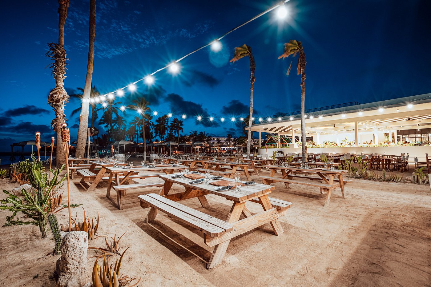 The casual outdoor bbq restaurant at mangrove beach corendon all-inclusive resort in curacao