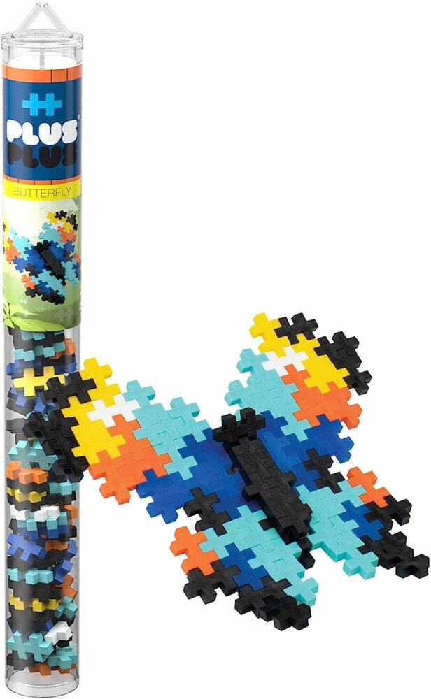 Plus plus building pieces look like parts of a puzzle but are an open-ended building toy kids can play with anywhere.