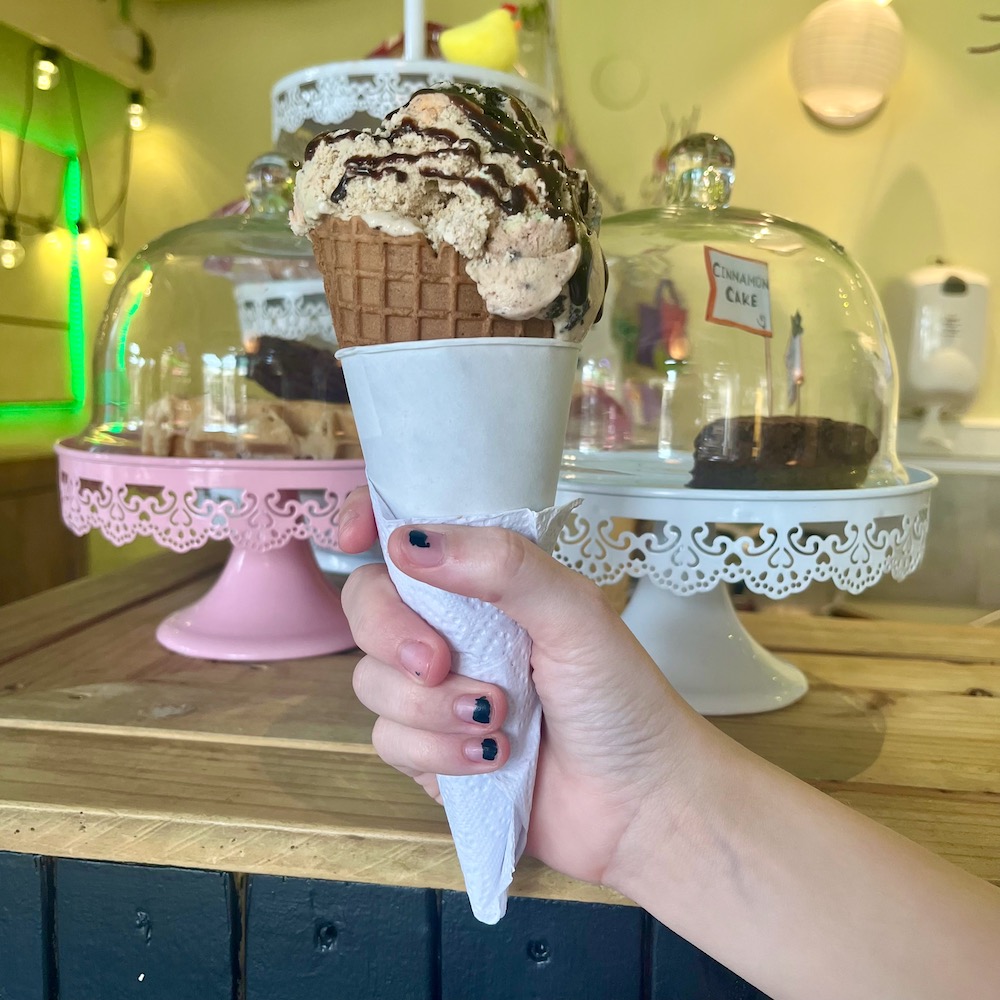 Ice cream in a waffle cone at the rif fort in willemstad