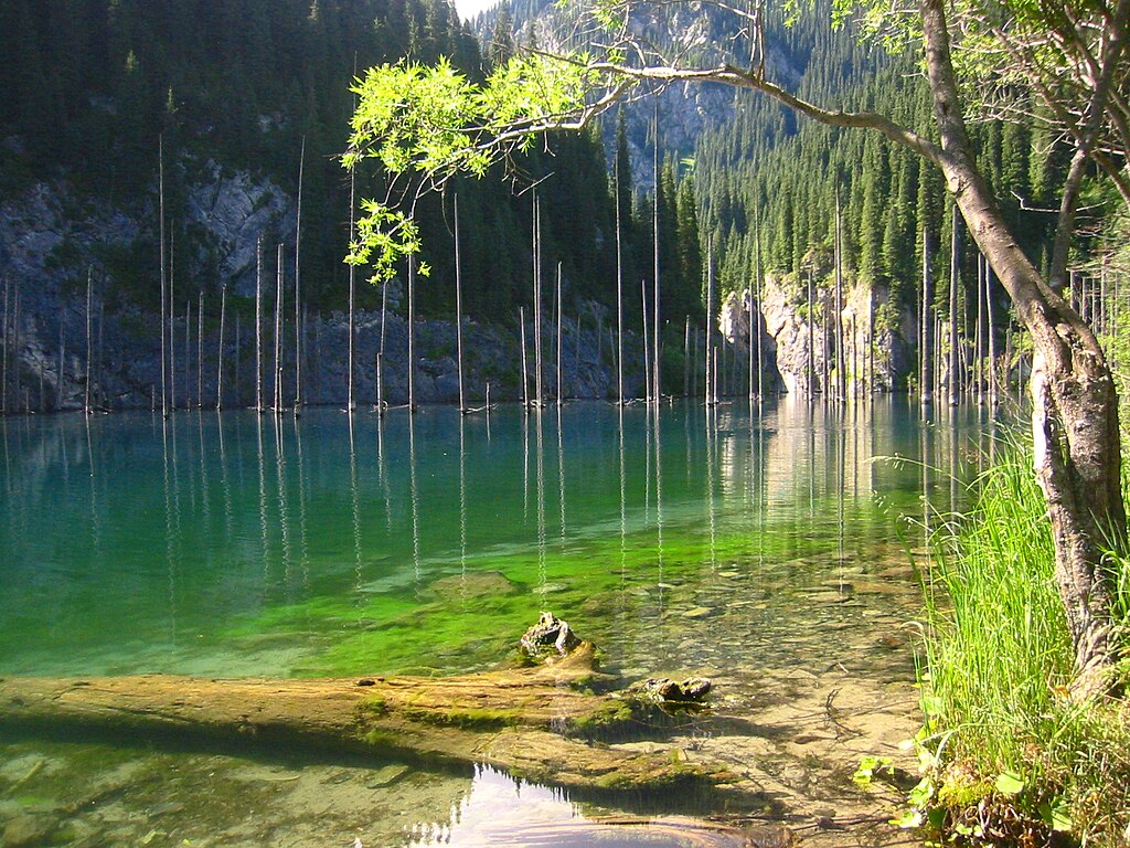 Kaindy lake south east kazakhstan
