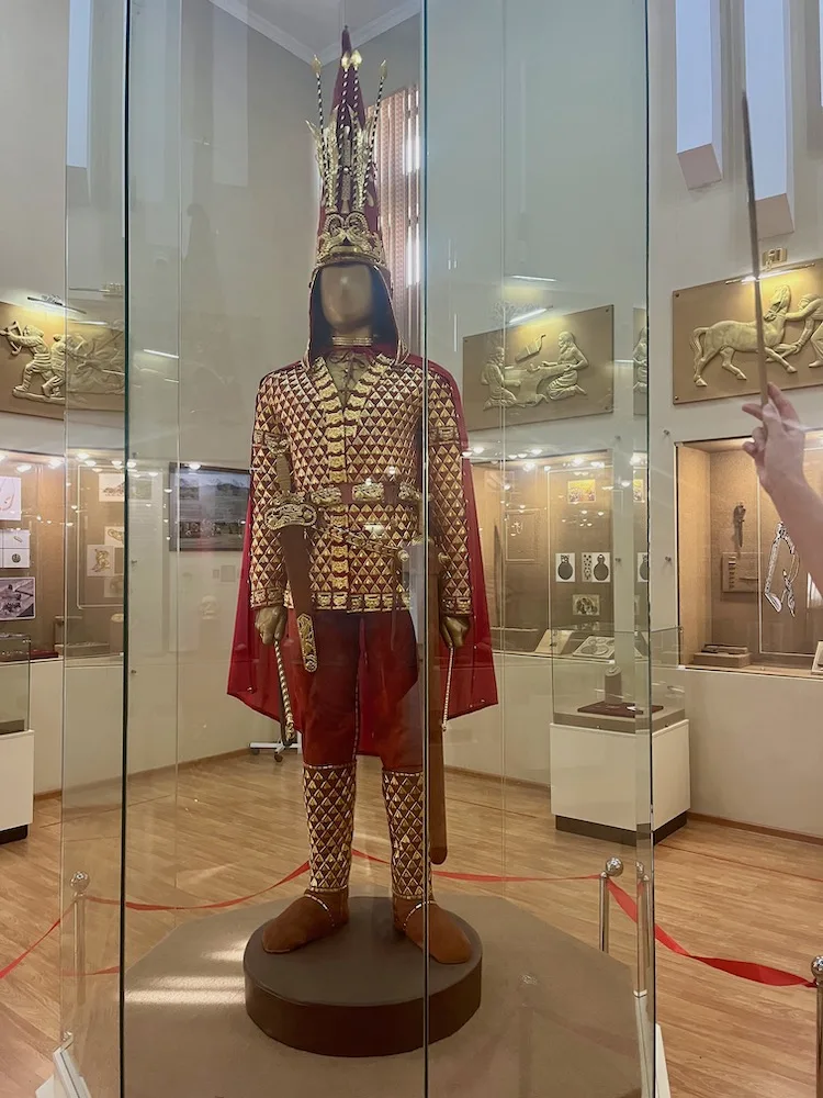 a copy of the golden man at the esik state cultural museum, near the burial mound where he was found.