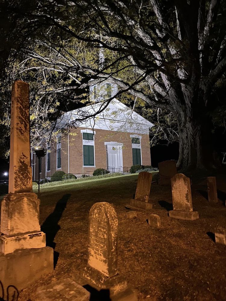 the annual ghost walk in fincastle, va, near roanoke, takes guests through a cemetery dating back to the 1700s.