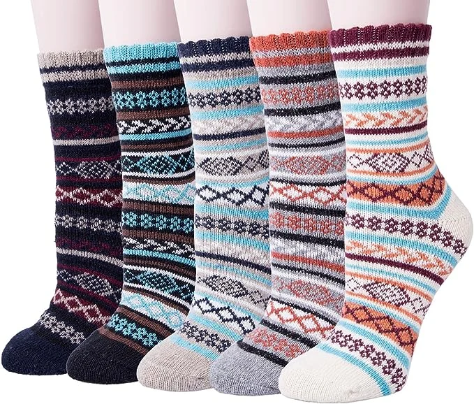 a 5-pack of colorful wool socks is just thing the to cheer you up on gray winter days.