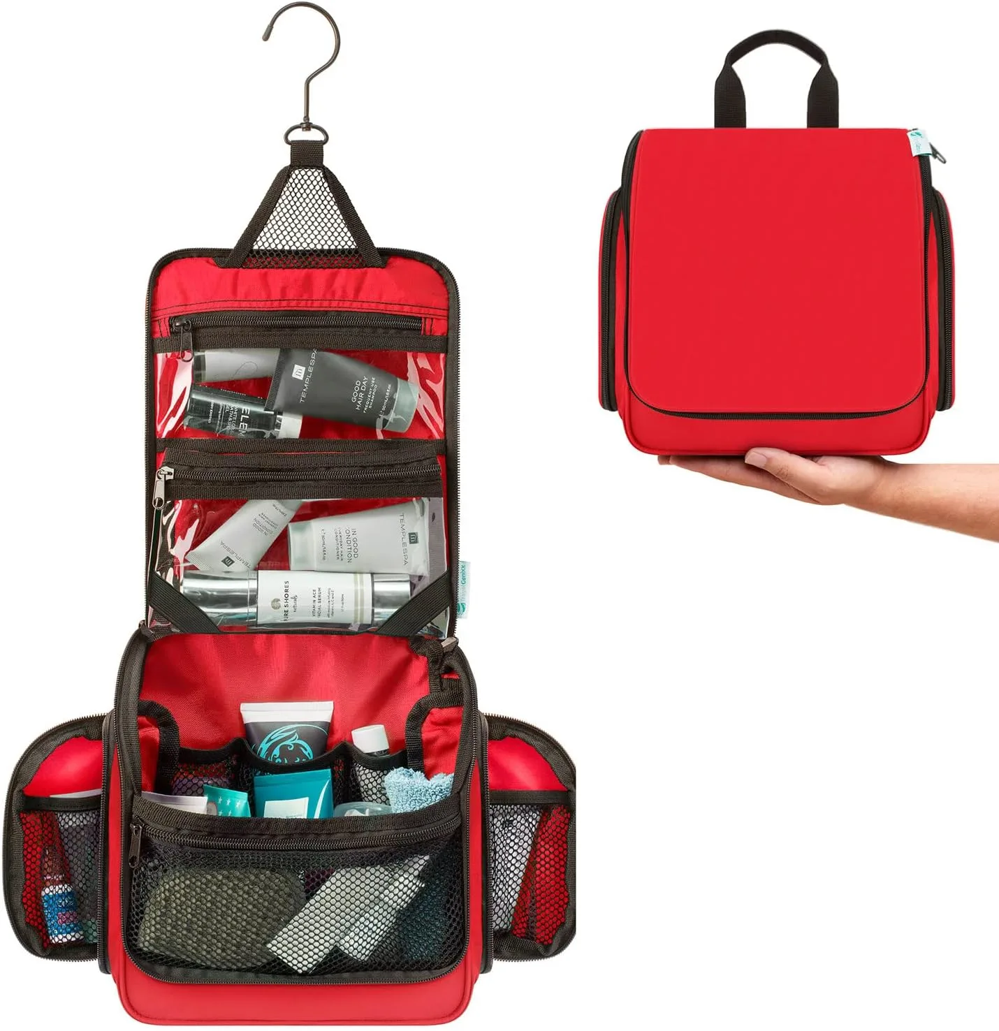 this large organizer bag lets you carry all your toiletries, make-up and vitamins in one space and to see everything you've packed. 