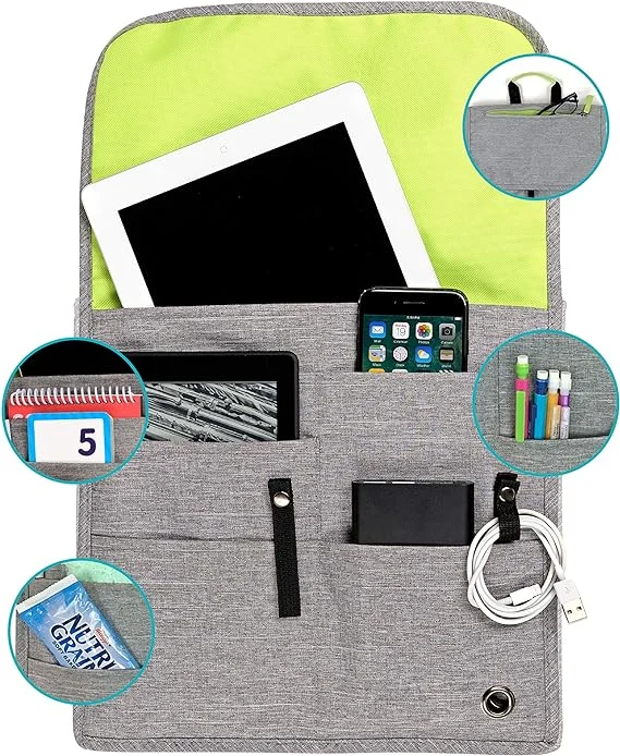 this organizer clips to the pocket of an airline seat and keeps everything you need for your trip handy. 