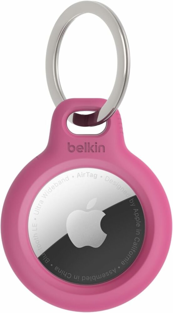 Airtags make great tech gifts for travelers. Be sure to include accessories like the belkin keyring holder.