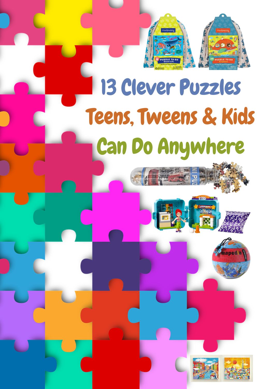 puzzles are an easy way to keep kids occupied when they need to pass the time. here are 13 engrossing travel puzzles for kids from tots to teens.