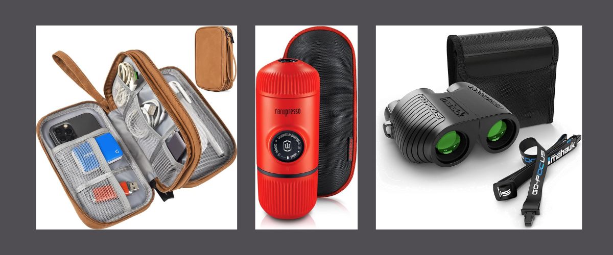 The best tech gifts for travelers: From organizers for your wires, to a clever espresso press and high-tech binoculars, here are 17 gadgets you and every traveler would love to receive as a gift this year.
