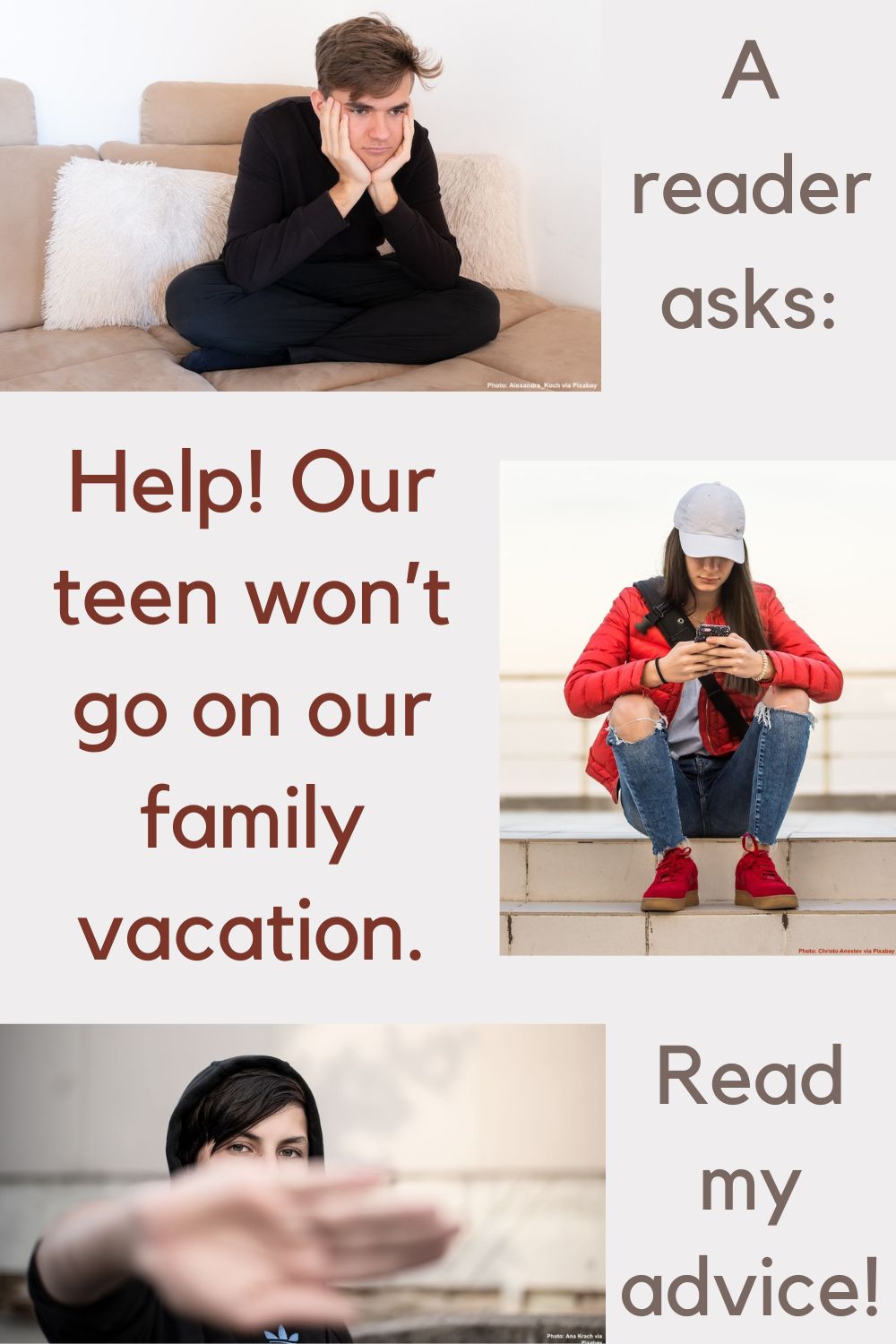 A reader asks what to do when their teen is reluctant to join a family vacation. Familiesgo! Gives its best advice.