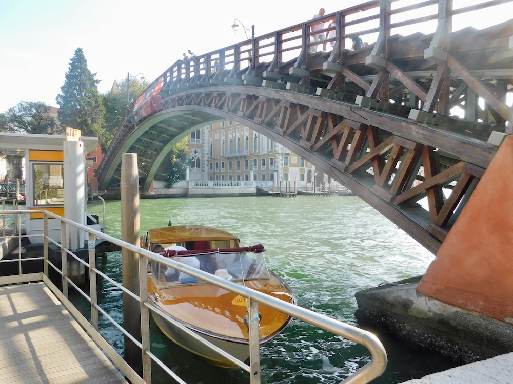 The wooden accademia bridge as seen from dursoduro