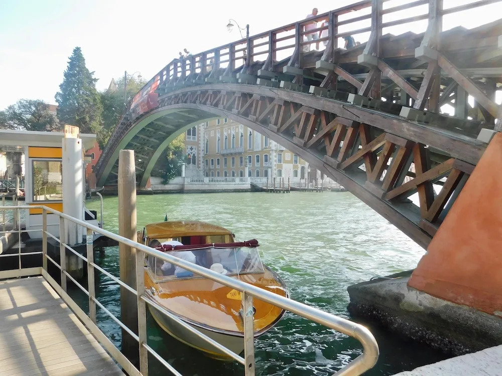 the wooden accademia bridge as seen from dursoduro
