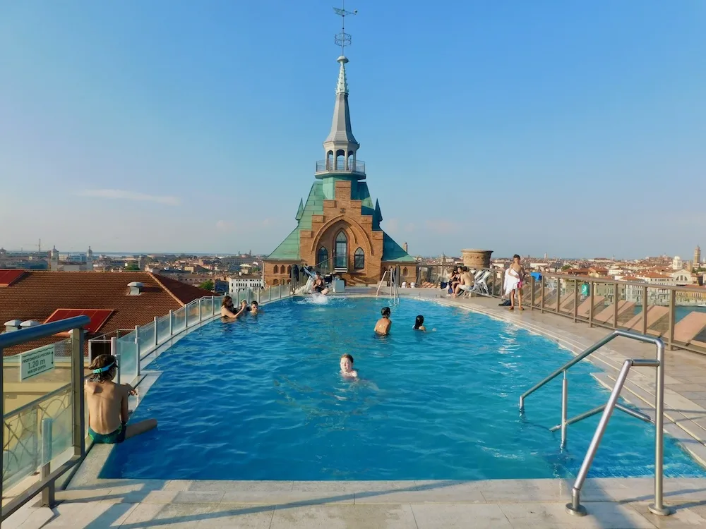 the stucky molino hotel in venice is the city's second tallest building, and offers fantastic views from the rooftop pool. 