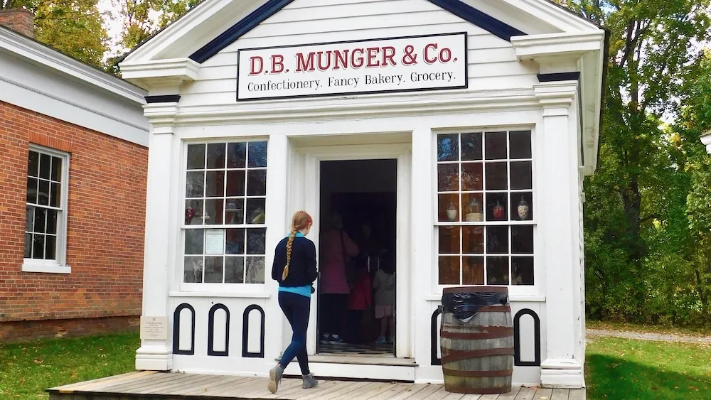 munger's confectionary is a popular stop for kids of all ages at the genesee country village. 