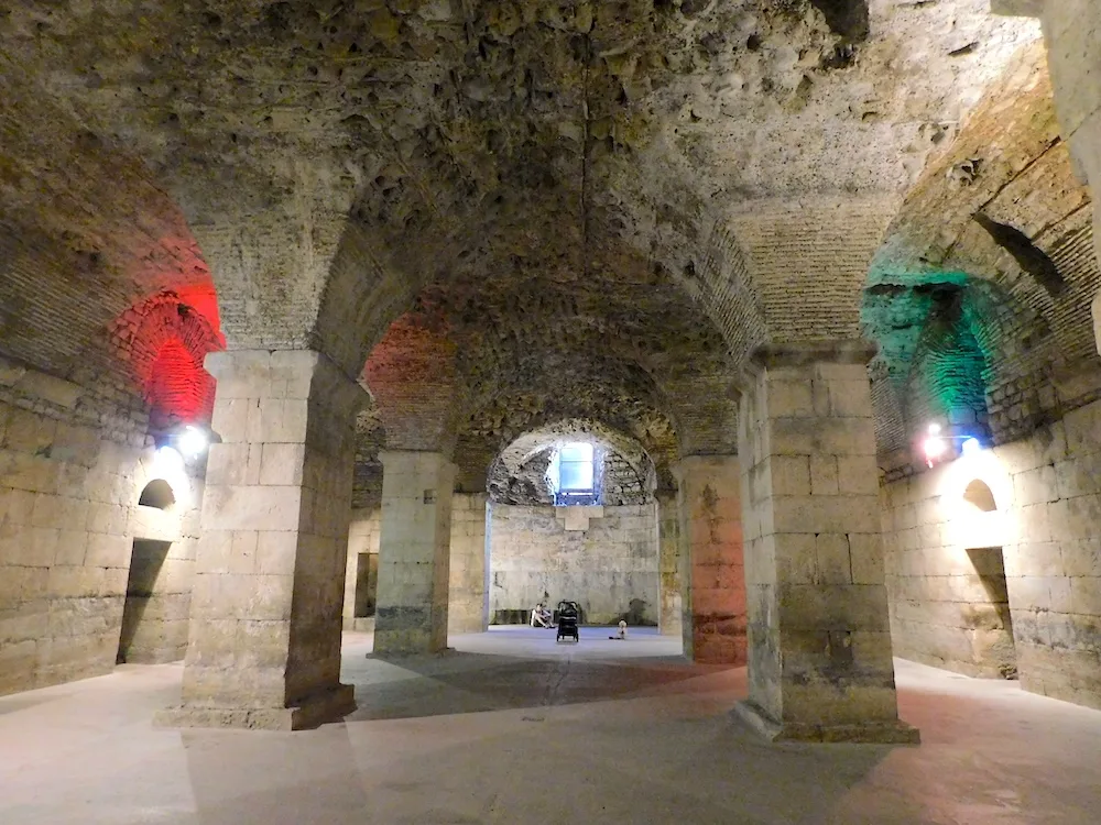 it's essential ot have a guide take you through diocletian's cellars, which are spare but have a lot of history.