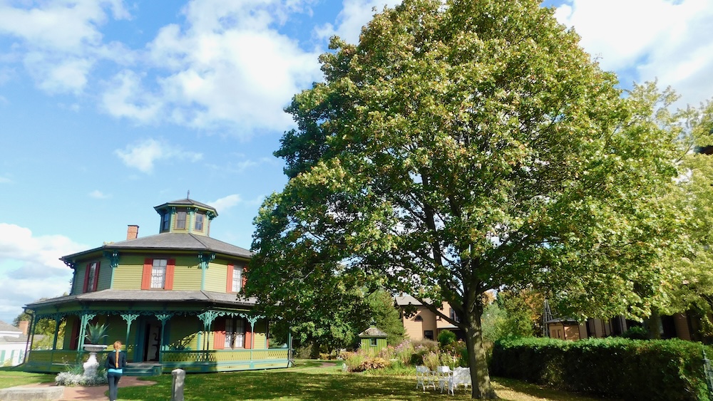 one of the highlights of a visit to the genesee country village museum in new york is a post-civil-war octagon house, painted a bright victorian green. 