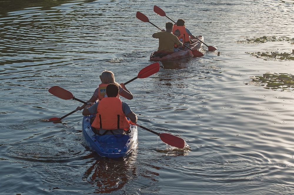 Protecting kids against sunburn and mosquitoes is important for outdoor adventures like kayaking, that take you to rivers and lakes.