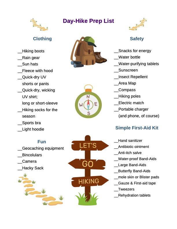 Day hike prep list