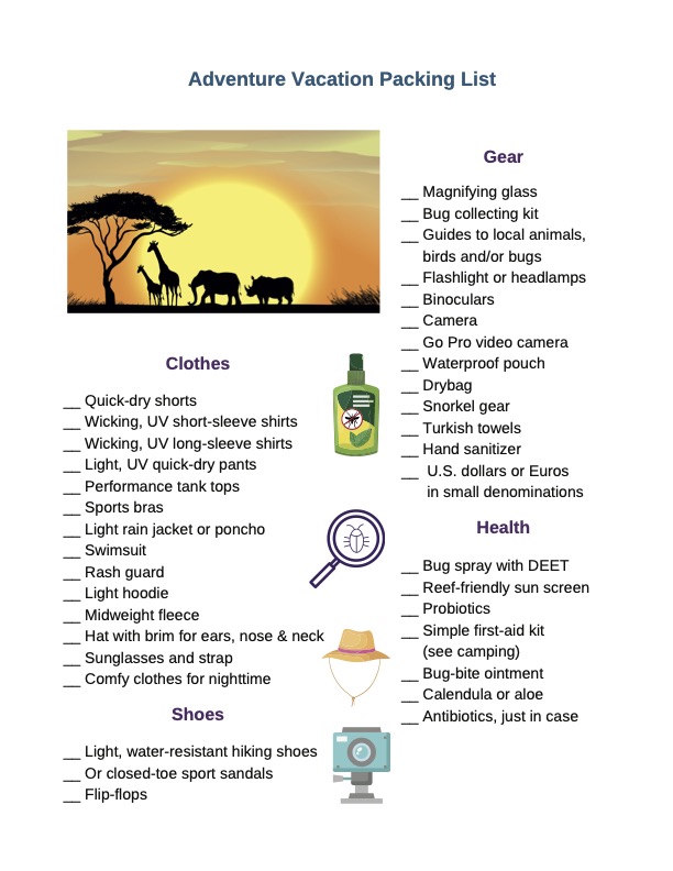 Adventure packing list