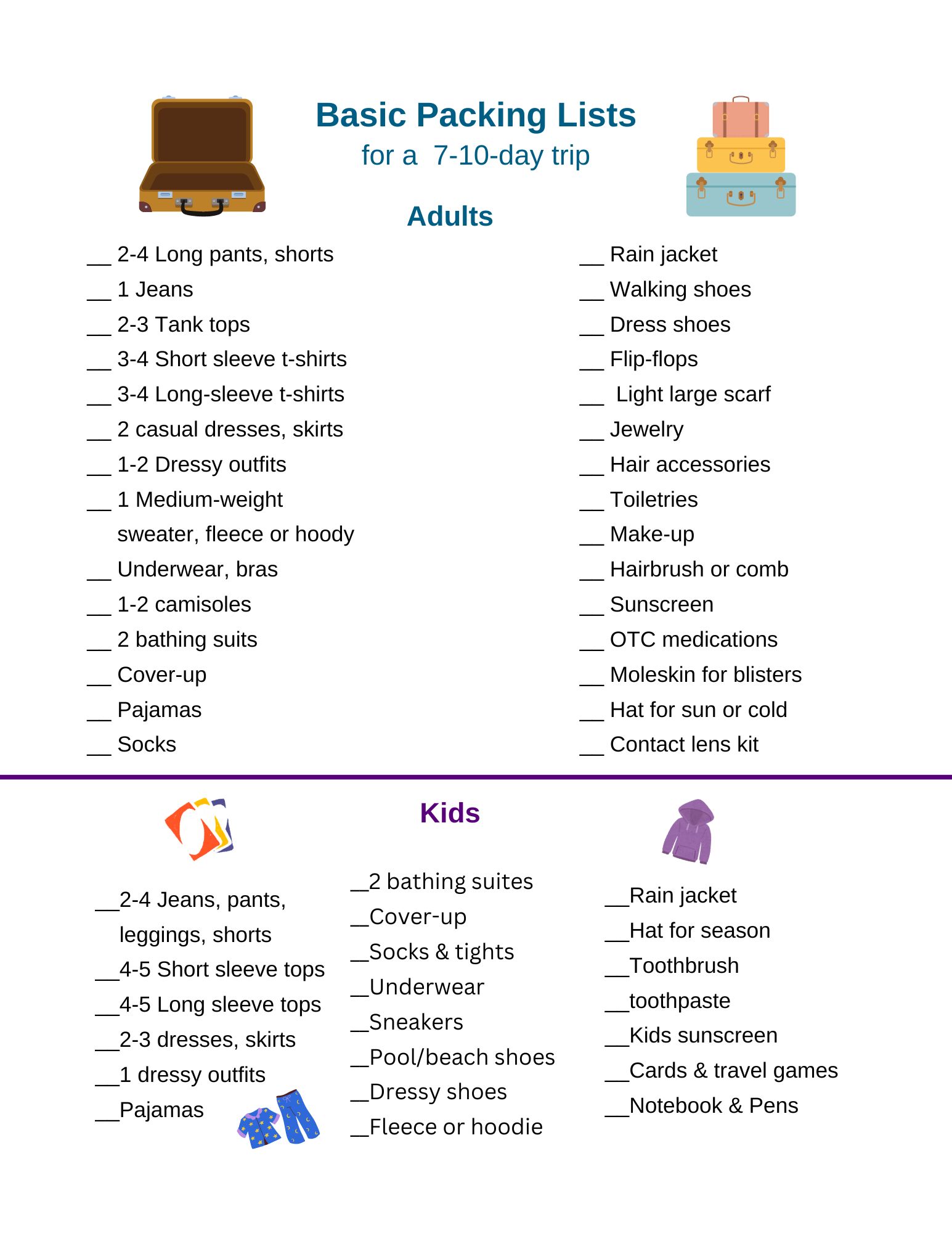 Basic packing list