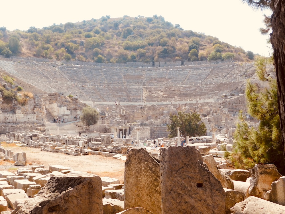 The giant roman amphitheater in ephesus once held 25,000 people.