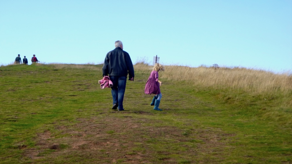 Kids love running and climbing on the paths around arthur's seat.