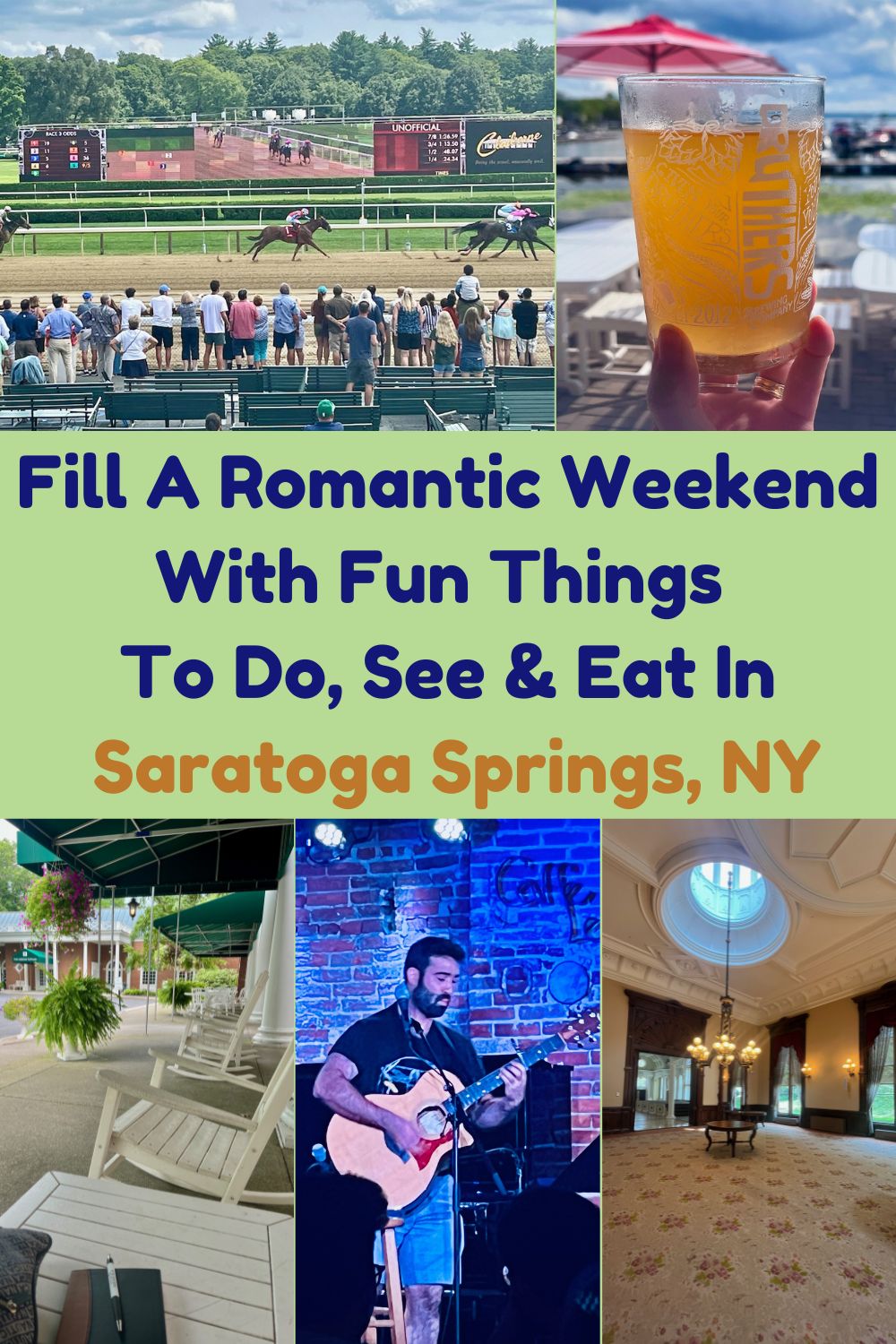 Horse racing, micro-brewed beer, relaxing hotels, live music and unique museums are just a few of the fun things you can experience on a romantic couple's getaway weekend in saratoga springs, ny.